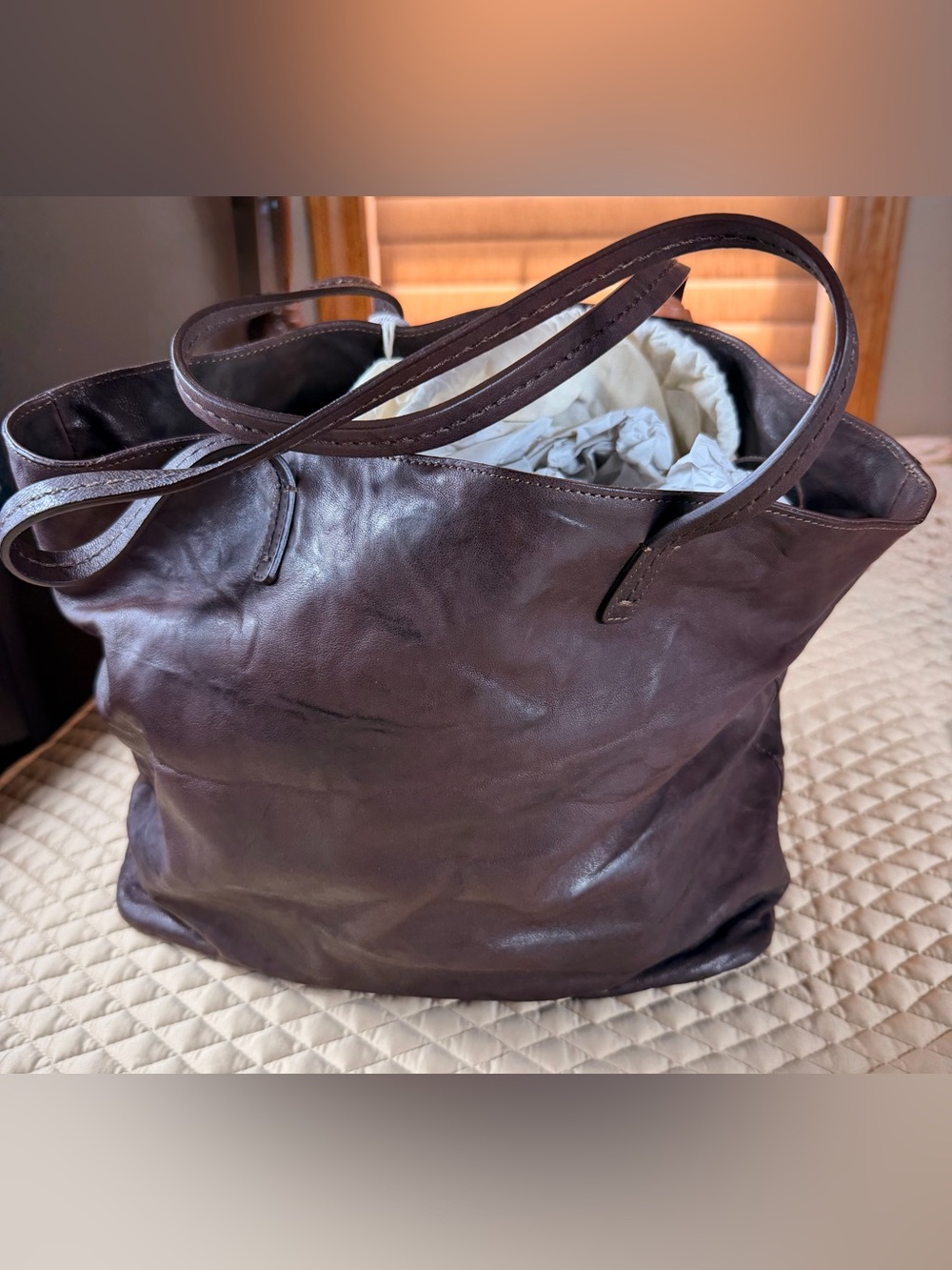 Johnny Was Brown Leather Annanke Tippi Tote Embroidered Floral Leather Bag, NWT - Picture 6 of 11